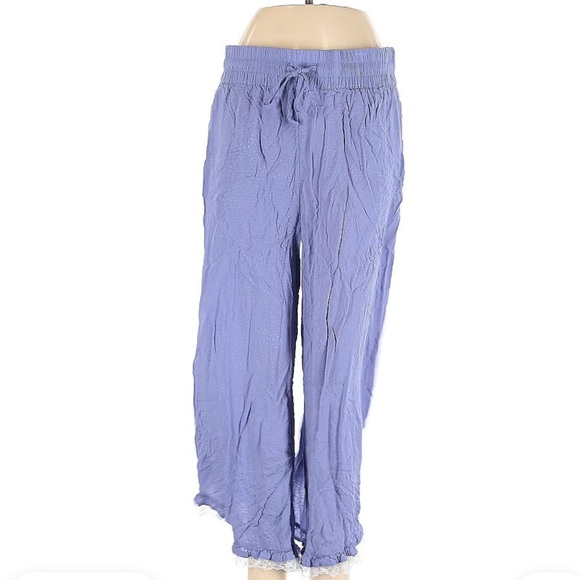 Anthropologie Purple Lace Trim Joelene Wide Leg Lounge Set Pants Small - Picture 3 of 6